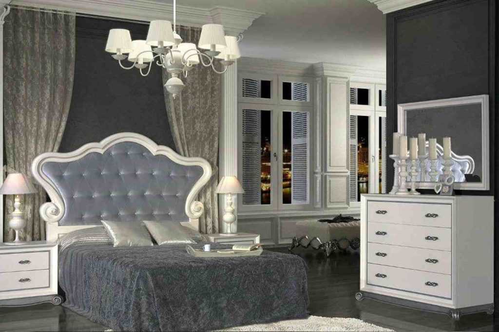 Dormitorio minimalista blanco y gris